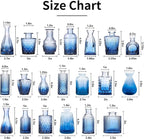 Blue Glass Bud Vase Set,20Pcs Small Glass Vase for Flowers, Blue Bud Set in Bulk,Mini Single Vintage Design for Centerpiece Rustic Wedding Decorations Home Table Flower Décor