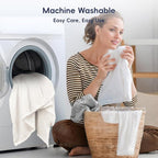 PHF Ultra Soft Waffle Weave Throw Blanket 50"x 60"- Washed Lightweight Breathable Cozy Woven Blanket for Bed - Aesthetic Decor for Couch Bedding Sofa Home Car - Coconut White