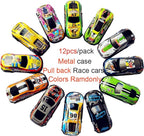 12 Pull Back Racing Cars Die cast Race Car Vehicles Playset,2.7 Inch Metal Friction Powered Car Toys for Toddlers