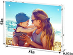 HELPLEX 5 Pack 6x8 Acrylic Picture Frames, 20mm Thicker Frameless Clear Double Sided Magnetic Frame, Free Standing Desktop Display Stand
