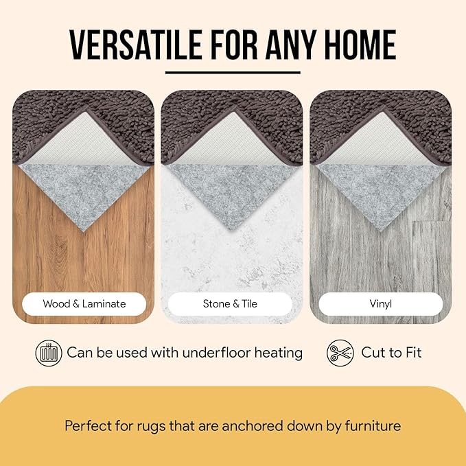 Premium Felt Rug Pad 8x10 Feet, Thick Rug Pads for Hardwood Floors, Laminate, Vinyl, Stone, Carpet & Tile, Under Rug Padding