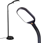 Brightech Litespan - Bright LED Floor Reading Lamp for Over Chair Crafts and Reading, Estheticians' Light for Lash Extensions, Adjustable Standing Lamp for Living Room, Bedroom, Office - Jet Black