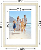 Vittanly 11x14 Picture Frames Set of 9, Shatter Resistant Plexiglass, Display 8x10 Pictures with Mat or 11x14 without Mat, Photo Frames for Wall or Tabletop, Engineered Wood, Cornsilk
