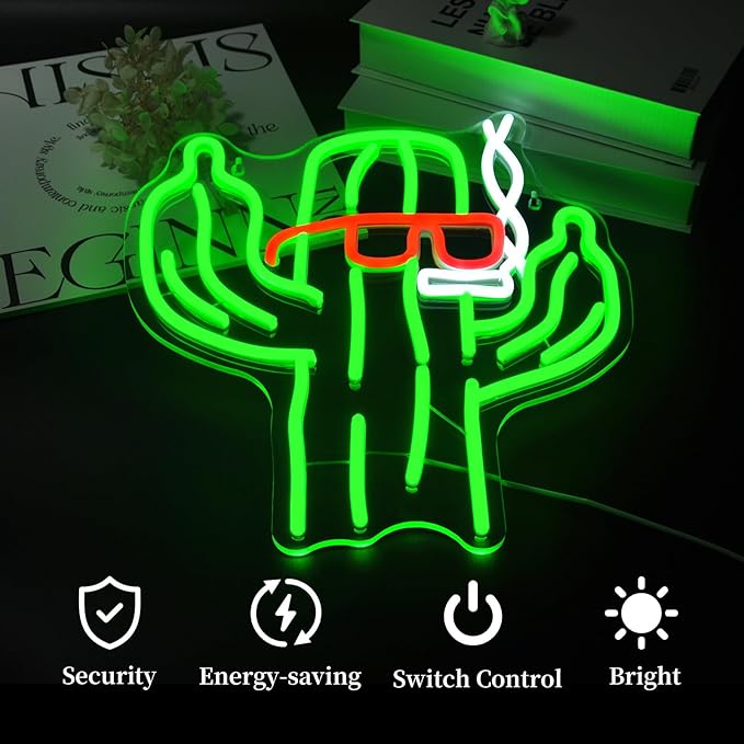 Cactus Neon Sign Led Neon Lights Neon Signs for Wall Decor Light Up Sign for Birthday Party Club Gift