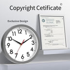 AKCISOT Wall Clock 8 Inch Silent Non-Ticking Modern Clocks Battery Operated - Analog Small Classic for Office, Home, Bathroom, Kitchen, Bedroom, School(Gray)