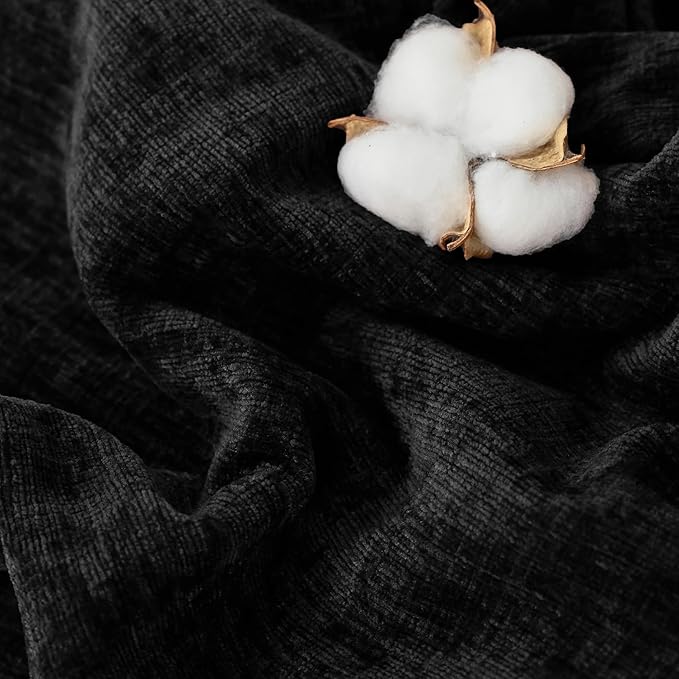 CaliTime Throw Pillow Covers Decorative 20 X 26 Inches Pack of 2 Cozy Chenille Standard Pillow Shams Cases for Couch Sofa Bed Living Room Home Black