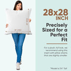 Pillowflex Synthetic Down Pillow Insert - 28x28 Down Alternative, Ultra Soft Large Square European Throw Pillow, Couch Euro Sham, Bed - 1 Decorative Form
