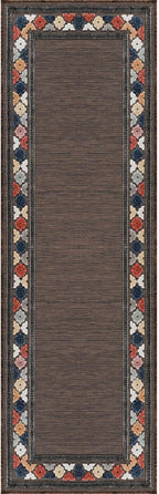 Beverly Rug Outdoor Runner Rug 2x7 Modern Floral Bordered Area Rugs for Indoor and Outdoor Patio Easy to Clean Non Shedding Living Room Porch Garden Washable Outside Carpet (2 x 7 Brown)