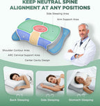 Adjustable Height Cervical Neck Pillow for Pain Relief, Hollow Contour Pillow with Cooling Breathable Pillowcase, Odorless Memory Foam Pillows, Orthopedic Bed Pillow Support Shoulder Side Back Stomach