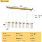 20-Lights Modern Crystal Chandeliers LED Pendant Light for Kitchen Island Dining Room Entrance Foyer Living Room 6000K Gold