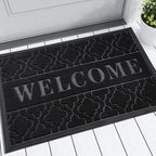 Yimobra Welcome Mat Outdoor Indoor, All-Season Waterproof Front Door Mat Outside Entrance, All-Weather Heavy Duty Non-Slip Doormat, Low Profile Porch Patio Entrance Mats, 47x32, Black