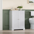 ChooChoo Bathroom Floor Cabinet, Modern Bathroom Storage Cabinet with 2 Doors and Adjustable Shelves, Freestanding Cupboard for Living Room, White
