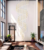 40 Lights Modern LED Crystal Chandeliers for Staircase 236'' Long High Ceiling Chandelier Dimmable Spiral Crystal Chandelier Hanging Light Fixture for Entryway Staircase Foyer Hallway