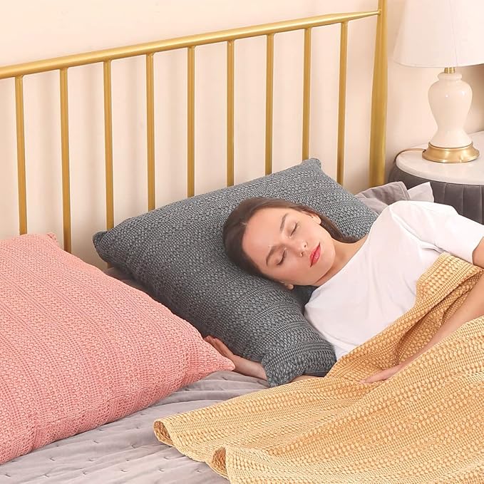 26x26 Pillow Covers Decorative Euro Shams Set of 2 Cotton Boho Throw Pillow Covers Large Square Pillowcase for Couch Bed, Blue Grey