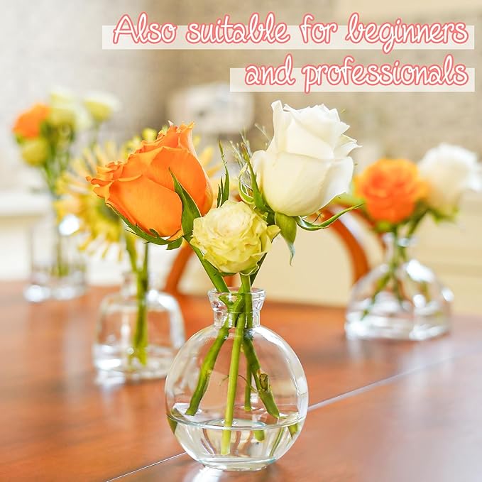 Bud Vases Set of 12, Clear Glass Bud Vase in Bulk, Small Vases for Centerpiece Mini Modern Flower Vase Transparent, Wedding Party Table Home Decor