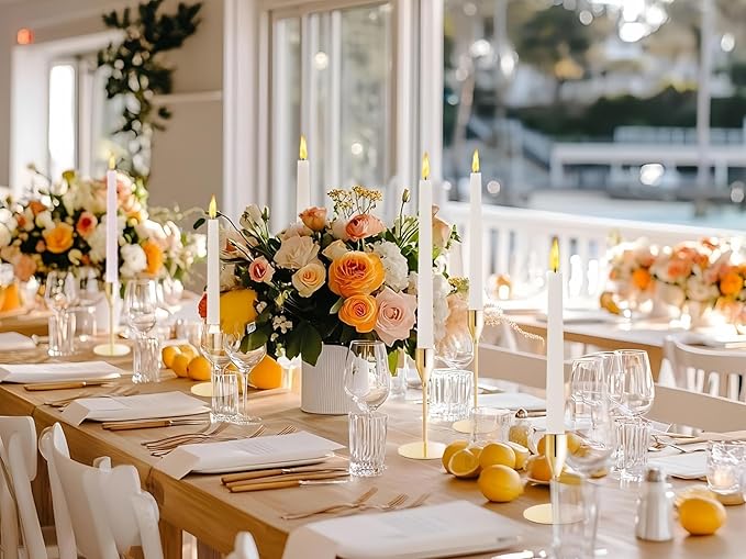 Taper Candle Holders,Tall Metal Candlestick Holders,French Gold,Set of 54,Three Heights,Candle Stick Holder for Wedding Centerpiece Decoration,Dinning,Festival,Party or Home Decor