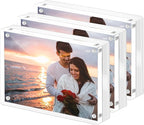 Magnetic Double Sided Clear Acrylic Picture Frame, 5 x 7 Inches，27 MM Thick for Desktop Display(Pack of 3)