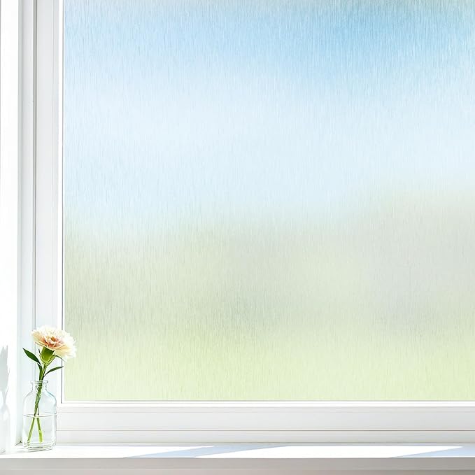 Privacy Window Film Static Cling, Frosted Glass Decorative Window Film with 96% UV Blocking, Non-Adhesive Removable Window Cling for Home Office Bathroom, 35.4 x 157.4 Inches, Pure