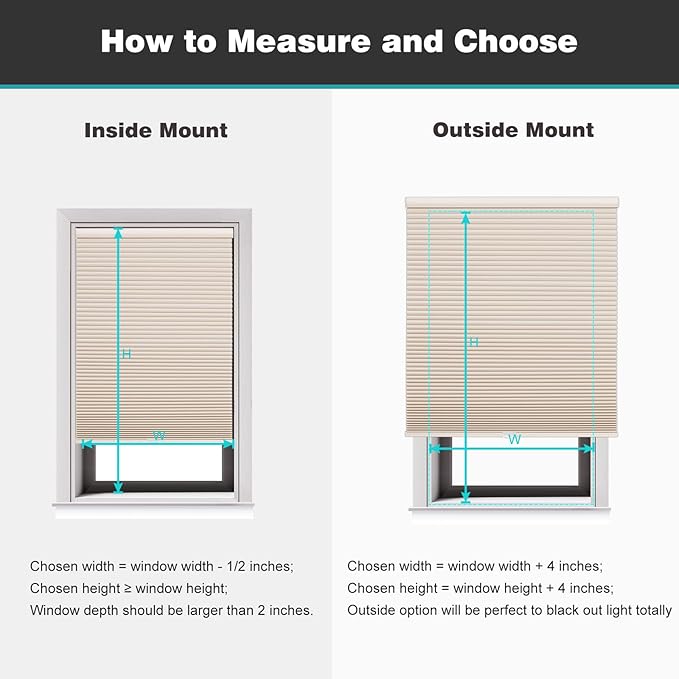Changshade Custom Cordless Cellular Shades, Blackout Honeycomb Shades for Windows, Pull Down Pleated Blinds, Easy to Install for Indoor Windows and French Doors,Beige