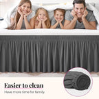 RIMELA Bed Skirting Queen Size Dark Grey Bed Skirt 18 Inch Drop, Wrap Around Elastic Adjustable Bedskirt, Dust Ruffle for Bed Frame & Box Spring Soft Durable Fabric Machine Washable Easy to Install