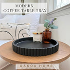 OAKOA Concrete Black Tray for Coffee Table - Round Black Decorative Tray for Table Decor - Bandejas Decorativas para La Sala - Coffee Table Centerpiece