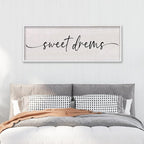 LuZhiQiang Sweet Dreams Sign Wall Decor Above Over Bed 40" x 15" Large Wood Framed for Guest Room Master Bedroom Hanging Wall Art (White)