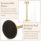 Sziqiqi Hurricane Taper Candle Holders: Wedding Table Centerpiece Set of 3 - Gold Glass Candlestick Holder for for Christmas Mantel Fireplace