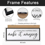 Today Only Happens Once Make It Amazing Framed Wall Art, 40''×15'' Rustic Religious Christian Lords Prayer Sign for God Jesus Christ Prayer, Horizontal Holy Inspirational Catholic Scripture Decor