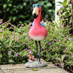 Gnome Garden Statue Funny Gnome Reclining on Flamingo Dwarf Figurines Resin Garden Gnomes Fall Decorations Outdoor for Patio Yard Lawn Porch Housewarming Ornament Gift