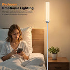 LED Floor Lamp with Remote Control, 65" Standing lamp with Stepless Adjustable 3000K-6500K Colors & 5%-100% Brightness, Foot Switch(Silver)