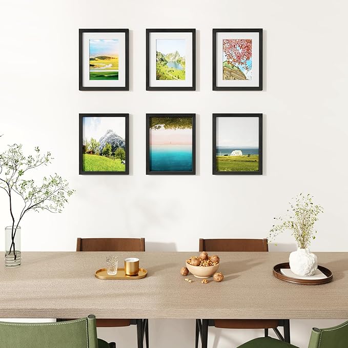 IBUYKE 8x10 Picture Frame,Solid Oak Wood 8x10 Photo Frame with Mat to 5x7,10x8 Picture Frames With Tempered Glass,Tabletop or Wall Mount Display,Home Decor,Black Oak 8 x 10 Frame,UWPF0810B