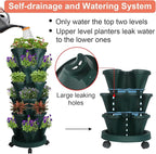 Vertical Planter 6 Tier Stackable Planters Garden Planters Strawberry Herb Flower and Vegetable Planter Indoor Outdoor Gardening Pots with Removable Wheels and Tools 2-Pack
