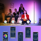 SUNMORY RGB LED Floor Lamp, 57" Corner Lamp with 80+ Scene & Timer, Smart Modern Ambient Lighting with Music Sync & 16 Million Colors, Remote & App Floor Lamps for Living Room, Gaming Room, Bedrooms