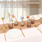 Set of 40 Glass Bud Vases, Small Amber Glass Vases in Bulk, Mini Vintage Embossed Flower Vase for Wedding, Centerpieces, Birthday Party, Baby Shower, Home Table Decorations (Amber)