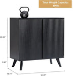 Modern Sideboard Buffet Cabinet Console Table, Accent Storage Cabinet with Fluted Doors for Kitchen Dining Living Room Entryway (Black)