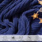 lifein Throw Blanket for Couch, Soft Boho Decor Bed Throw,Cozy Blue Chenille Knitted Small Farmhouse Lightweight Throw for Spring(Blue,60 * 80")