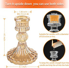 Glass Candlestick Holder,Striped Taper Candle Holders,Set of 6 Candle Stand for Table Centerpieces, Home Decor,Weddings,Festival and Parties (Amber Stripe Pattern)