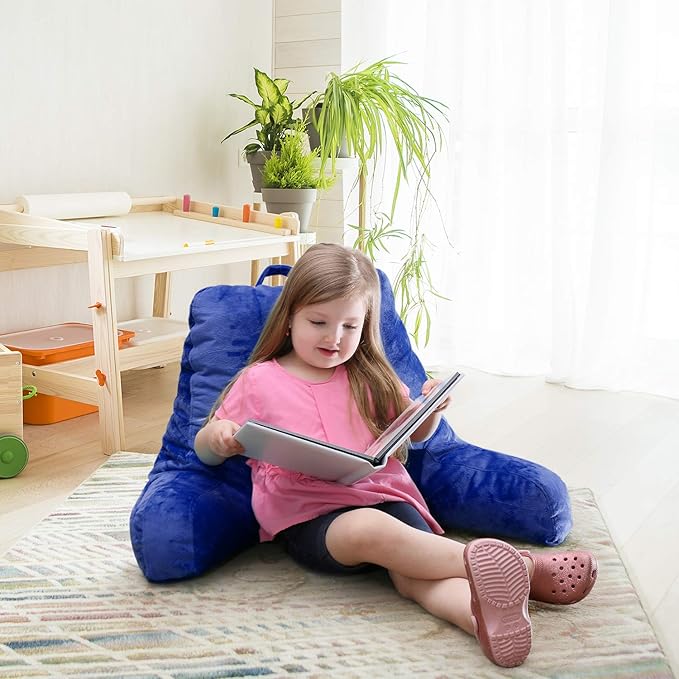 Nestl Reading Pillow for Kids, Small Bed Pillow, Back Pillow for Sitting in Bed, Memory Foam Chair Pillow, Reading & Bed Rest Pillows, Royal Blue Back Pillow for Bed, Arm Pillow with Pockets