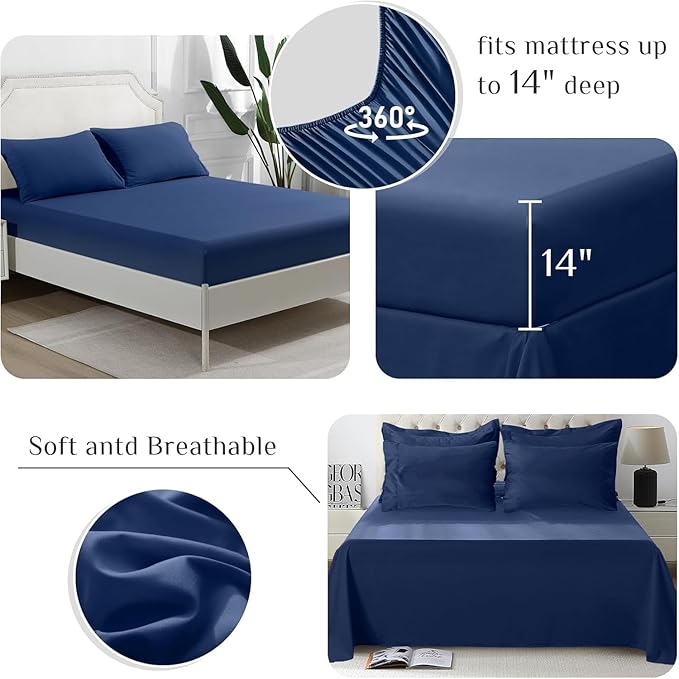 JOLLYVOGUE Twin Comforter Set, Ultra-Soft Bed in a Bag Twin Size 5 Pieces, Oeko-TEX Certified Bedding Set with Down Alternative Comforter, Sheets, Pillowcases & Shams, Navy