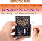 Antique Style Laser Engraved I Can't Help to Falling in Love with You Hand Cranked for Her - Musical Box, Elegant Romantic Gift for Wedding, Anniversary, Birthday (Women, Her)