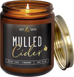 Mulled Cider Candle, Fall Candles I Apple Cider Candle w/Cinnamon & Nutmeg - Infused w/Essential Oils I Mulled Cider Fall Scented Candles (Soy) for Home I 9oz Reusable Jar I 50Hr Burn I Made in USA