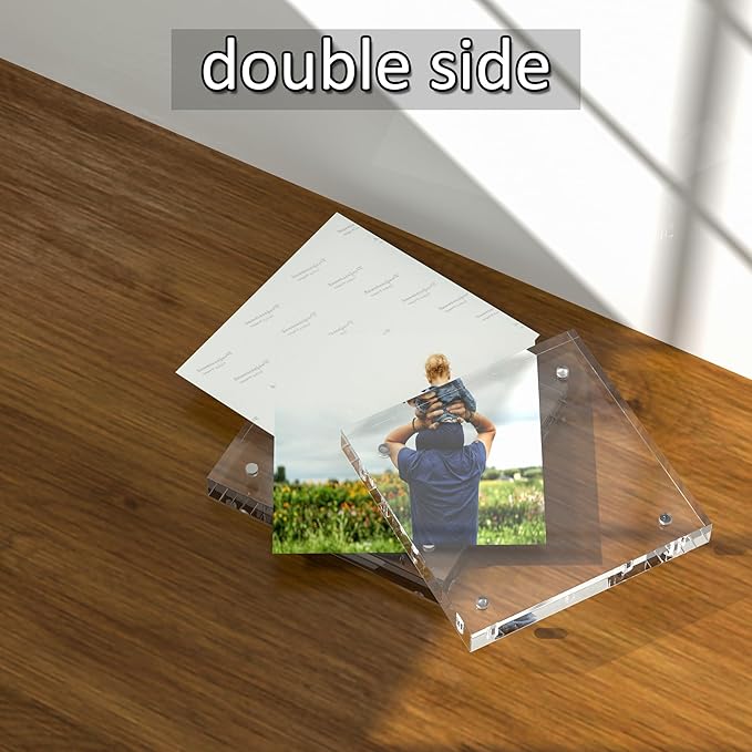 Acrylic Picture Frames 3x3, 3 x 3 inch picture frame for 3x3 or 2x2 Pictures, Clear Double Sided Thick Photo Frames Desktop Pictures Display Small Tips Holder