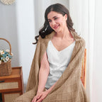 inhand Knitted Throw Blankets for Couch and Bed, Soft Cozy Knit Blanket with Tassel, Khaki Lightweight Decorative Blankets and Throws, Farmhouse Warm Woven Blanket for Men and Women, 50"x60"