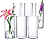 Amazing Abby - Viola Alta - Plastic Cylinder Vases (6-Piece Set), Acrylic Flower Vases for Wedding Centerpieces, Home Decorations, Office Ornaments, Shatter-Proof, 10" + 12" (H) (Not Glass)