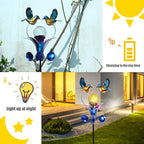 VCUTEKA Solar Lights Outdoor Metal Garden Stake Waterproof Crackle Glass Globe Garden Decor Blue Jay Bird for Pathway, Lawn, Patio, Yard