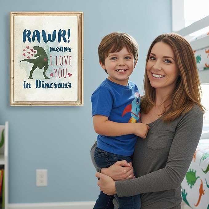RAWR! Means I Love You In Dinosaur Art Print - 8x10 | Charming and Playful Art Print | Perfect for Kids' Rooms, Playrooms, or Nurseries | Unframed Dinosaur-themed Wall Art