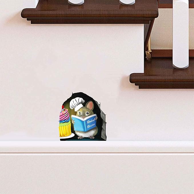 Adorable Pastry Mouse Reading Book Wall Sticker Decal – Kids Room, Classroom, Home Decor, Bookcase, Book Lover Gift, Children's Bedroom, Nursery, Cute Mouse, MICESTERPIECE