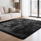 Fluffy Rug Shaggy Area Rug, Black 5x8 Area Rugs for Bedroom, Small Bedside Rug, Soft Fluffy Shaggy Entryway Throw Rugs for Living Room Bedroom Kids Room Home Decor
