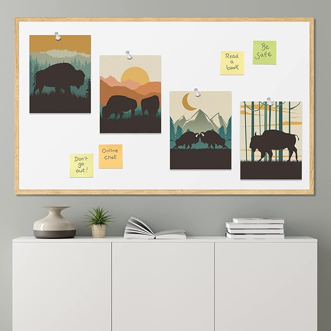 SIGNWIN Poster Bathroom Decor, Wall Art Room Decor Multicolor for Living Room, Bedroom, Office Country Farmhouse Vibrant Bison Silhouette Nature Wilderness Animals Decorative Chic - 12"x16"x4