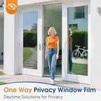 Homein One Way Privacy Window Film with Tool Window Tint for Home See Out Not in Heat Control Sun Blocking Mirror Reflective Anti UV Covering Static Cling No Glue Sliver 35.4 x 157.4 inch